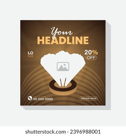 Special promotion for ice cream social media food menu post template, editable square banner design, web banner ads, vector illustration.