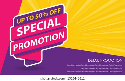 Special Promotion Sale Banner Template. Discount Up to 50%. Vector Template Poster Sale Promotion.