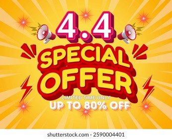 Special promotional sale highlighted with a vibrant yellow background and stylish text offering up to eighty percent off. Designed for promotional campaigns or sales event advertisements.