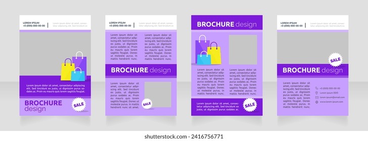 Special promotions on brand clothes blank brochure design. Template set with copy space for text. Premade corporate reports collection. Editable 4 paper pages. Ubuntu Bold, Raleway Regular fonts used