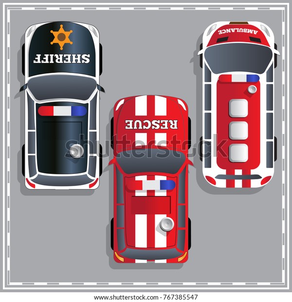 Special purpose cars. View from above.\
Vector illustration.