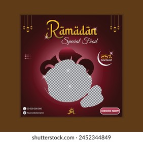 Special Ramadan food and iftar menu social media banner or Instagram post template - Powered by Shutterstock - Get 15% off with code: PIKWIZARD15