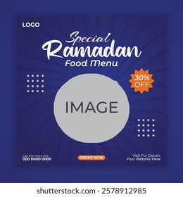 Special Ramadan food menu promotion banner social media post template