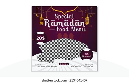 Special Ramadan Food Menu Social Media Food Vector Template Design