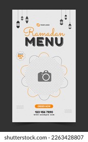 Special Ramadan menu Instagram story template, Ramadan Instagram story, banner for food product promotion