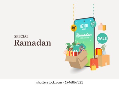 Banners especiales de venta de Ramadán, etiqueta de descuento y mejor oferta, etiqueta o sticker set con motivo de Ramadan Kareem y Eid Mubarak, ilustración vectorial