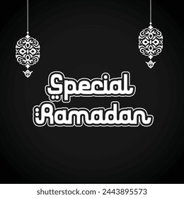 Ilustración especial del vector del Ramadán con el fondo negro