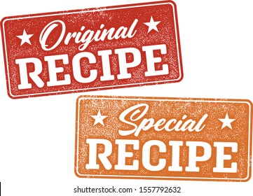 Receta especial y etiquetas de menú de recetas originales