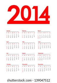 special red calendar for 2014