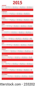 special red calendar for 2015