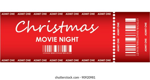 Special Red Ticket For Christmas Movie Night