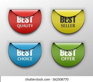 Special Round Offer Sticker and Tag Vintage, Origami paper infographic colorful banners set. Annotation ribbon. Design shape. Speech talking cloud. Vector label tag. 