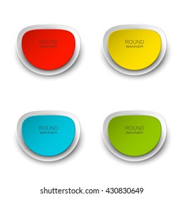 Special Round Offer. Vintage Sticker. Origami paper infographic colorful banners set. Annotation circle buttons. Advertising Design shape. Speech talking cloud. Vector label tag.