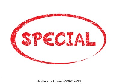 SPECIAL. Rubber Stamp with red color have porous and rough isolated on white background. For make a mark or design your product using a stamp or seal. Easy to change color. Unique character.