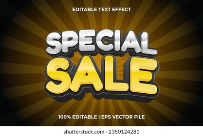 Special sale 3d text effect with luxury theme. typography for products tittle