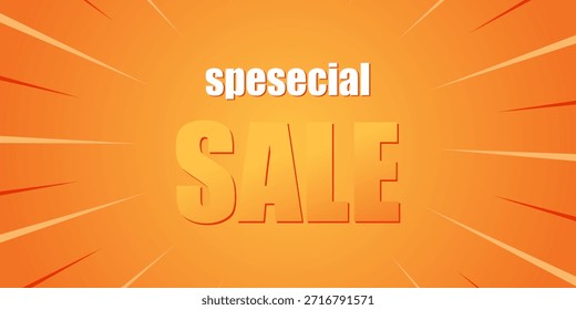 special sale 3d text effect with trendy theme. orange typography template for flash sale event