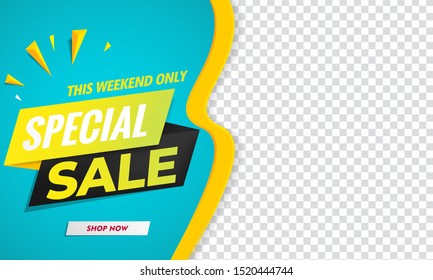 Special Sale Banner on blue background and space for your image.