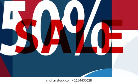 Special Sale Banner or Sale Poster Design.  Modern Promotion Banner. Creative Sale and Discount Promo Background with Geometrical  Pattern. Blue, Red, White Colors Advertising. Business coupon.