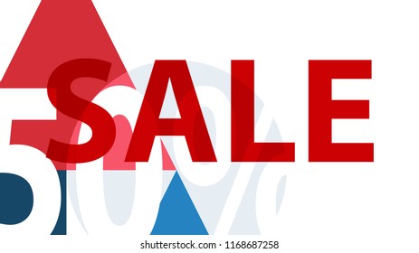 Special Sale Banner or Sale Poster Design.  Modern Promotion Banner. Creative Sale and Discount Promo Background with Geometrical  Pattern. Blue, Red, White Colors Advertising. Business coupon.