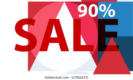 Special Sale Banner or Sale Poster Design.  Modern Promotion Banner. Creative Sale and Discount Promo Background with Geometrical  Pattern. Blue, Red, White Colors Advertising. Business coupon.