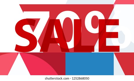 Special Sale Banner or Sale Poster Design.  Modern Promotion Banner. Creative Sale and Discount Promo Background with Geometrical  Pattern. Blue, Red, White Colors Advertising. Business coupon.