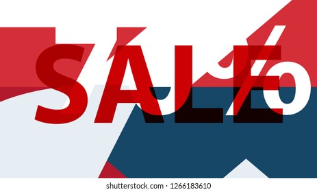 Special Sale Banner or Sale Poster Design.  Modern Promotion Banner. Creative Sale and Discount Promo Background with Geometrical  Pattern. Blue, Red, White Colors Advertising. Business coupon.