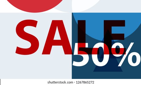Special Sale Banner or Sale Poster Design.  Modern Promotion Banner. Creative Sale and Discount Promo Background with Geometrical  Pattern. Blue, Red, White Colors Advertising. Business coupon.