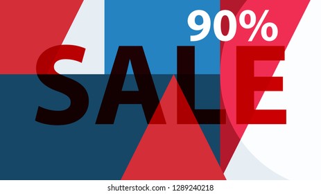 Special Sale Banner or Sale Poster Design.  Modern Promotion Banner. Creative Sale and Discount Promo Background with Geometrical  Pattern. Blue, Red, White Colors Advertising. Business coupon.