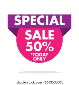 Special Sale Banner Purple and pink Template. Sale Banner Design. Social Media use. Vector Illustration