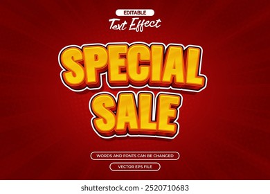 Special sale editable text effect with red background