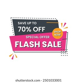 Special sale offer ad on a banner with 70% off discount