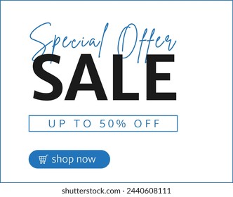 Special sale Offer Banner, Logo design, Sticker, Concept, Web Header, sales Card, Template, Icon, Poster, Label, , Mnemonic. Weekend sale with upto 50% off isolated on white background - Vector, Illus