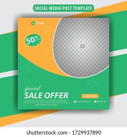 Special sale offer social media post ad banner template, vector illustration