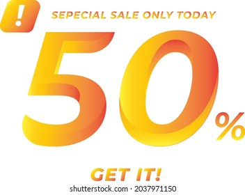 SPECIAL SALE ONLY TODAY 50 PERRCENT GET IT OF PRICE TAG ILLUSTRATION
