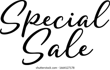 Special sale postcard. Ink illustration. Modern brush calligraphy. Isolated on white background.