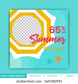 Special Sale Summer Social Media Post template for e-commerce sale promo discount. Can use for advertisement, Social Media post, web design, gift card, coupon, flyer, poster, and promotion.