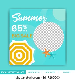 Special Sale Summer Social Media Post template for e-commerce sale promo discount. Can use for advertisement, Social Media post, web design, gift card, coupon, flyer, poster, and promotion.