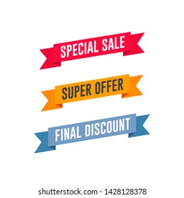 Special Sale, Super Offer & Final Discount Shopping Ribbon Set