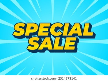 Venta especial. Diseño de efecto de texto para anuncio digital en estilo 3D