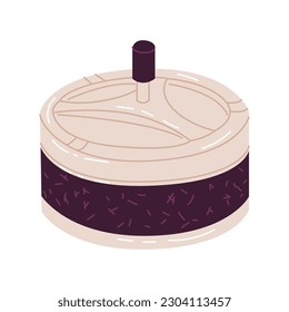 Speziell versiegeltes Metall-Aschenbecher, um den unangenehmen Geruch von Tabak zu bewahren. Illustrationen zum Thema Tabakrauchen. Schlechte Gewohnheiten, ungesunder Lebensstil. Vektorobjekt einzeln auf weißem Hintergrund.