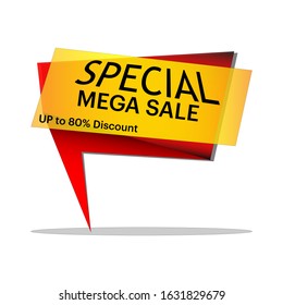 Special seasonal offer, mega sale tag with gradient colors, vector illustration