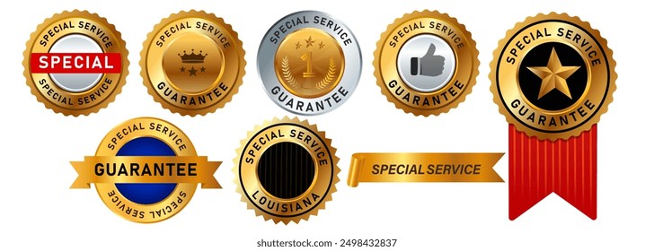 special service stamp collection advertising ads services top exclusive guarantee guaranteed best offer product satisfaction customer template design badge