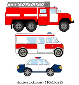 Special services cars, ambulance, police, fire truck