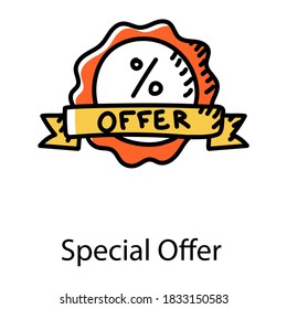 Special shopping offer banner icon in doodle style 