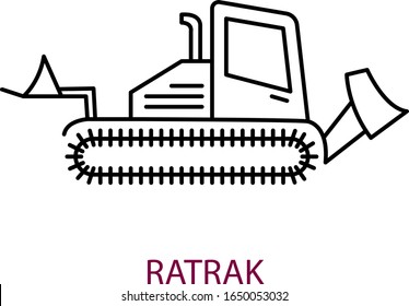 Special snow-grooming tracked machine used to prepare snow slopes and courses.Ratrak. Snowcat. Vector icon