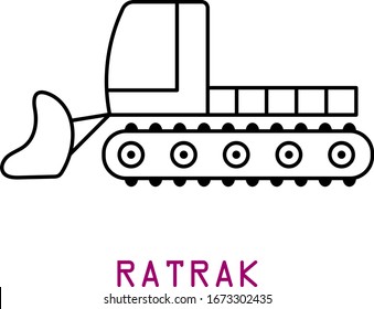 Special snow-grooming tracked machine used to prepare snow slopes and courses.Ratrak. Snowcat. Vector icon