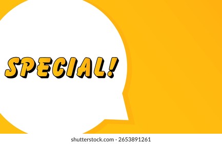 Burbuja de discurso especial. Esquema en negrita, forma de estilo de cómic, fondo vibrante, elemento de diálogo, comunicación visual, diseño de anuncio, mensaje destacado, Plantilla para interactuar.