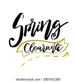 Special Spring Clearance - Hand drawn inspiration quote. Vector typography design element. Spring lettering poster. Template for Flyers, banners, advertise, marketing, promotion.