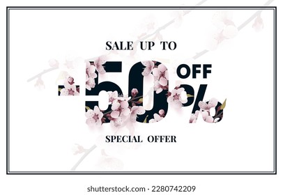 Special spring discount as a gift to the buyer, -50 Percentage off sale. Vector illustration