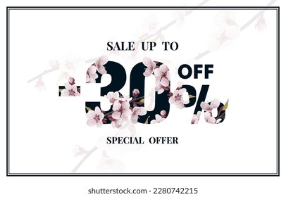 Special spring discount as a gift to the buyer, -30 Percentage off sale. Vector illustration